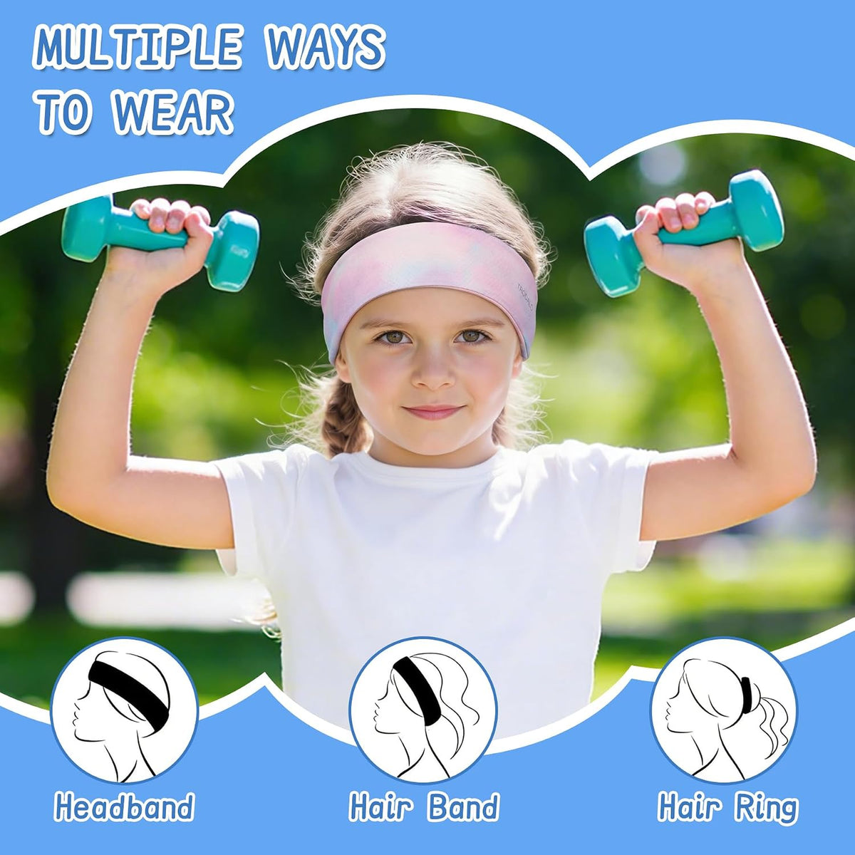 Kids Sports Headbands for Girls Boys, Moisture Wicking Sweatbands