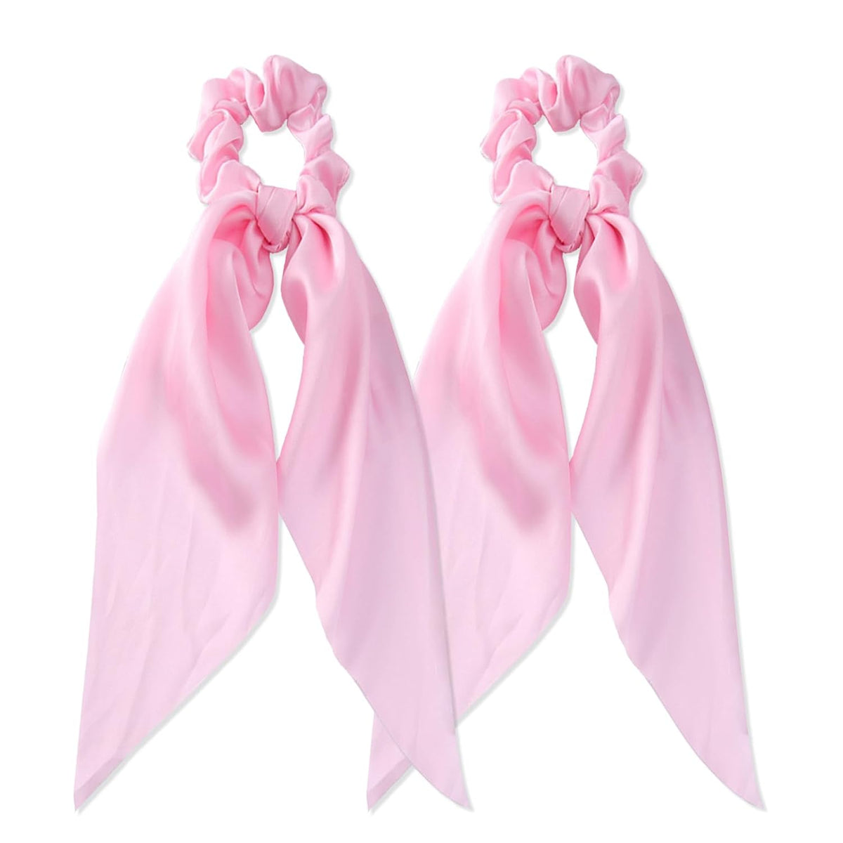 2pcs Pink Knotted Bow Hair Scrunchies Elastic Hair Scarf