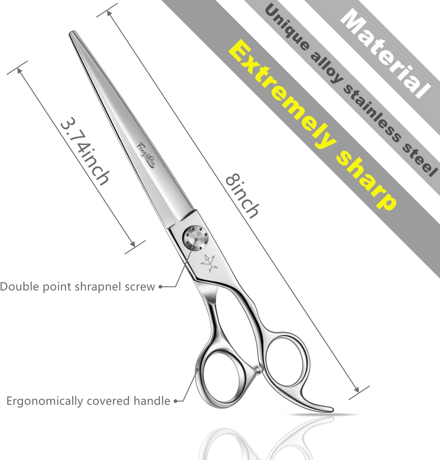 High-end Professional Dog Grooming Scissors Pet Grooming Shears 7.5 Inches Extremely Very Sharp Made Of Advanced Stainless Steel Alloy By Hand For Dog Cat And Horse Breeder