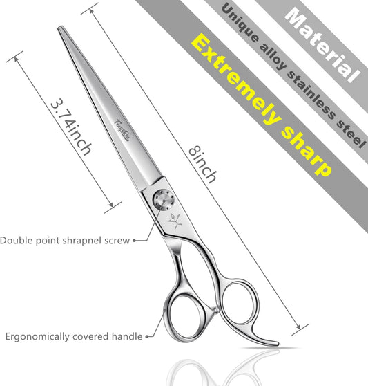 High-end Professional Dog Grooming Scissors Pet Grooming Shears 7.5 Inches Extremely Very Sharp Made Of Advanced Stainless Steel Alloy By Hand For Dog Cat And Horse Breeder