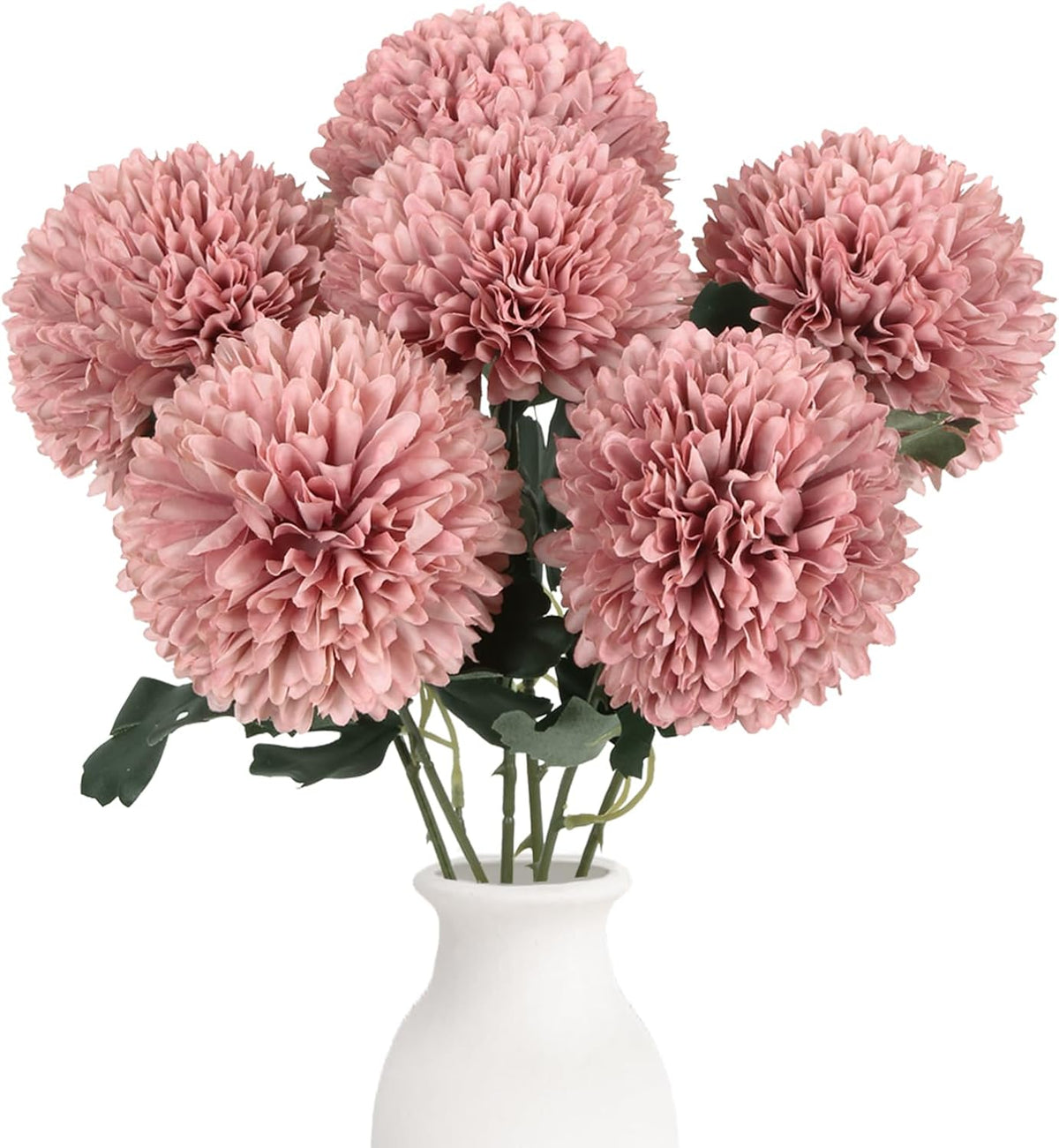 6PCS Pink Artificial Chrysanthemum Flowers 21.6’’ Long Stem Fake Mums Silk Faux Bouquet for Floral Arrangements Home Wedding Dining Table Party Garden Decoration(Pink)
