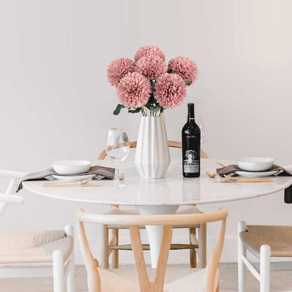 6PCS Pink Artificial Chrysanthemum Flowers 21.6’’ Long Stem Fake Mums Silk Faux Bouquet for Floral Arrangements Home Wedding Dining Table Party Garden Decoration(Pink)