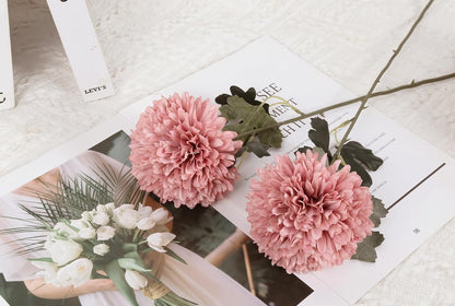 6PCS Pink Artificial Chrysanthemum Flowers 21.6’’ Long Stem Fake Mums Silk Faux Bouquet for Floral Arrangements Home Wedding Dining Table Party Garden Decoration(Pink)