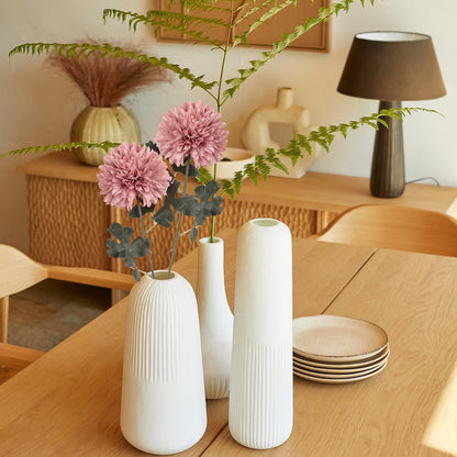 6PCS Pink Artificial Chrysanthemum Flowers 21.6’’ Long Stem Fake Mums Silk Faux Bouquet for Floral Arrangements Home Wedding Dining Table Party Garden Decoration(Pink)