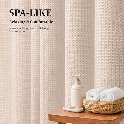 Blush Pink Fabric Shower Curtain - Waffle Weave Textured Heavy Duty Cloth Shower Curtains for Bathroom, 256GSM Hotel Luxury Weighted Bath Curtain Set with 12 Hooks,72x72, Blush Pink