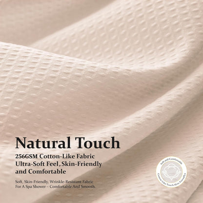 Blush Pink Fabric Shower Curtain - Waffle Weave Textured Heavy Duty Cloth Shower Curtains for Bathroom, 256GSM Hotel Luxury Weighted Bath Curtain Set with 12 Hooks,72x72, Blush Pink