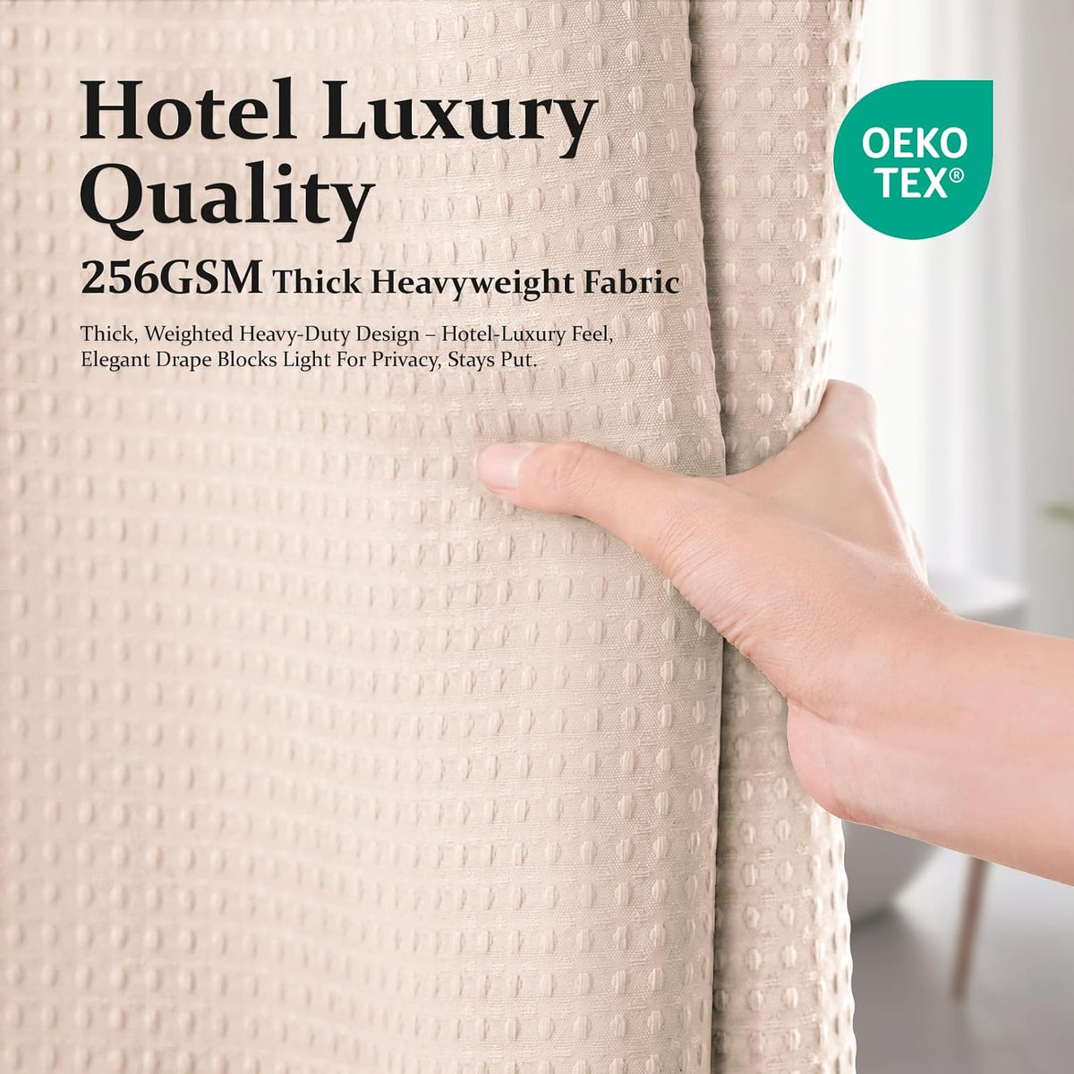 Blush Pink Fabric Shower Curtain - Waffle Weave Textured Heavy Duty Cloth Shower Curtains for Bathroom, 256GSM Hotel Luxury Weighted Bath Curtain Set with 12 Hooks,72x72, Blush Pink