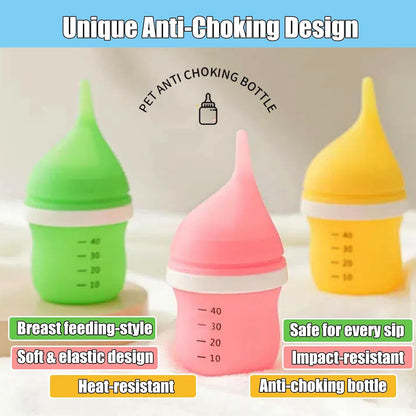 Kitten Bottles for Nursing,Puppy Bottles for Nursing Puppy Milk, Anti-Choking Puppy Feeder Design, with 2 Extra Replaceable Silicone Nipples for Convenient Replacement (Pink)