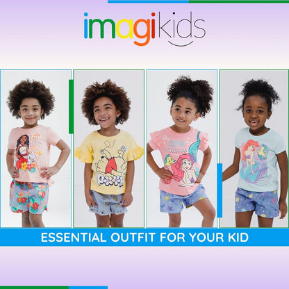 Floral T-Shirt and Chambray Shorts Outfit Set Infant to Big Kid Sizes (12 Months - 14-16)