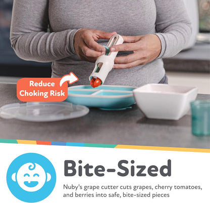 Nuby Grape Cutter Tool for Baby Food - Grape Slicer with Travel Lid - Safe to Use - Easy to Clean - Perfect for Snacks, Meals, and Baby-Led Weaning - Pink