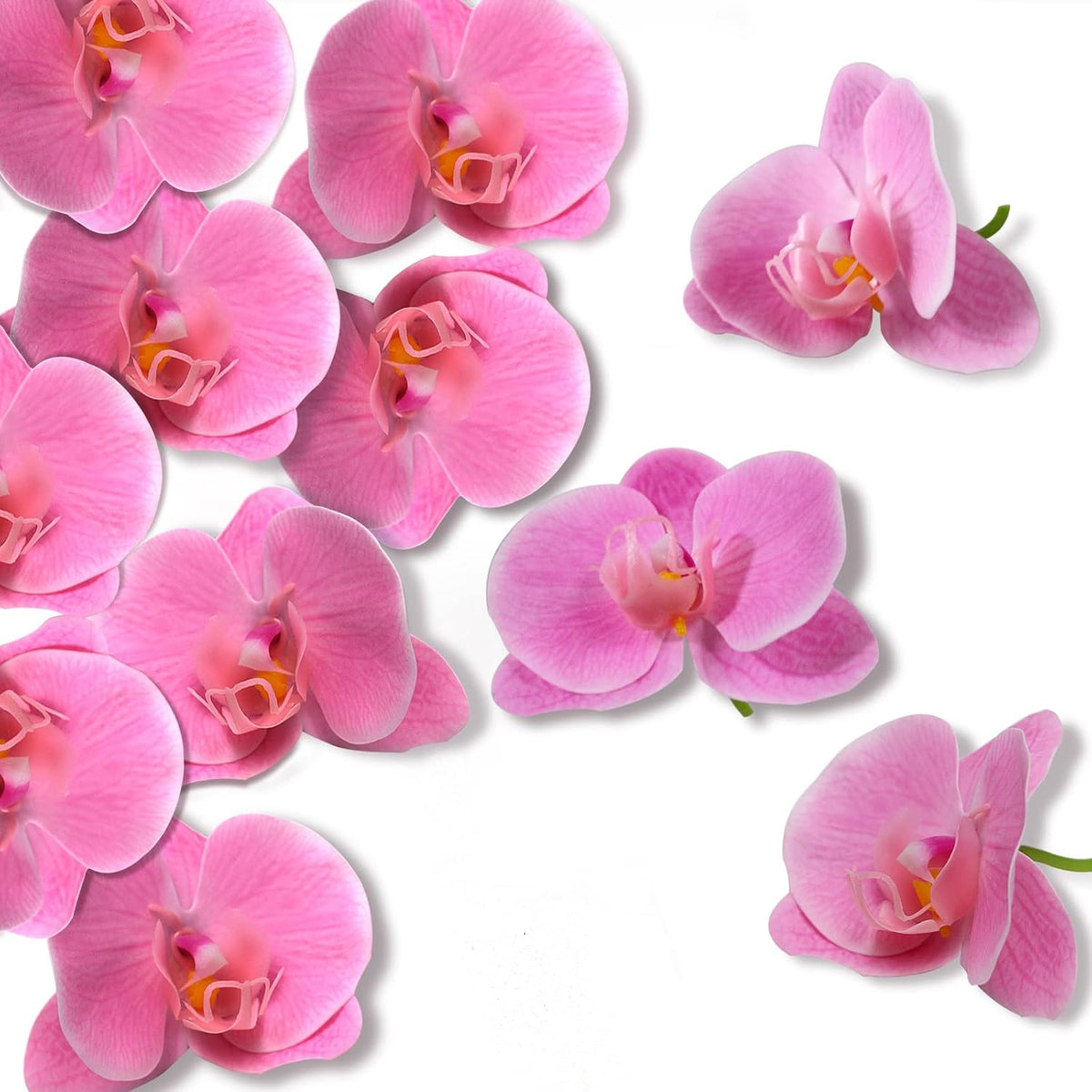 20 PCS Artificial Orchid Flower Heads - Fake Butterfly Flower Heads Faux Flower Head Bulk for Cakes Hair Accessories Headbands Hats Wedding Crafts Decoration - Pink