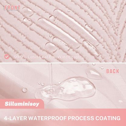 Pink Shower Curtain Cute Shower Curtain Fabric Shower Curtains for Girl Tufted Leaves Textured Striped Modern Cloth Shower Curtains for Bathroom, 72" x72"