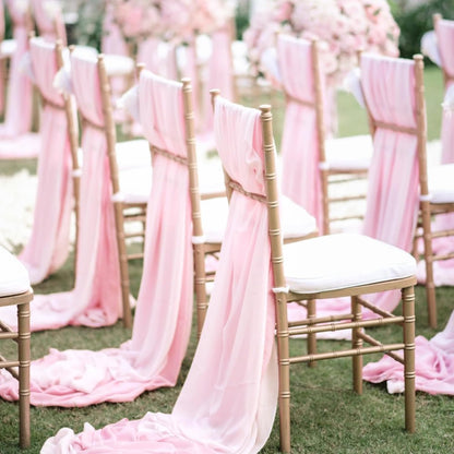 Pink Wedding Arch Draping Fabric Chiffon Fabric, 29in x 18Ft Sheer Chiffon Outdoor Curtain for Wedding Ceremony Birthday Party Decoration (Light Pink,1 Panel)