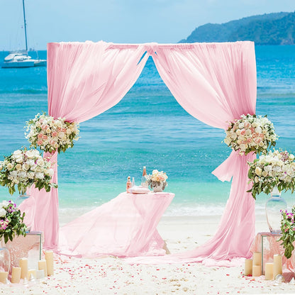 Pink Wedding Arch Draping Fabric Chiffon Fabric, 29in x 18Ft Sheer Chiffon Outdoor Curtain for Wedding Ceremony Birthday Party Decoration (Light Pink,1 Panel)