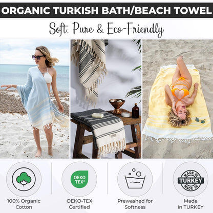 100% Certified Organic Turkish Cotton Bath & Beach Towel, 71x36 in.