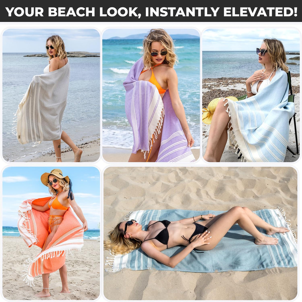 100% Certified Organic Turkish Cotton Bath & Beach Towel, 71x36 in.