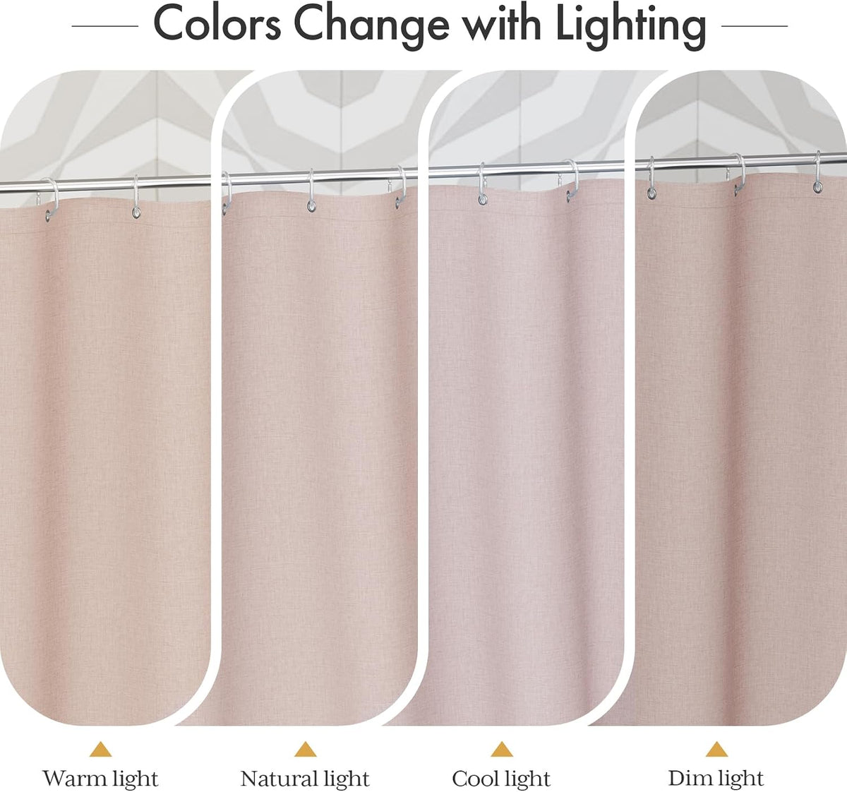 Pink Boho Shower Curtain with Tassels, Modern Farmhouse Shower Curtains for Bathroom, Pink Shower Curtain Fabric, Rustic Faux Linen Shower Curtain Set with Hooks, 72x72 Inches