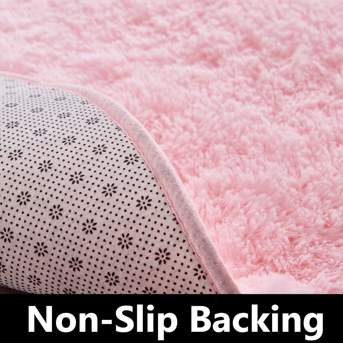 Pink Round Rug Ultra-Soft Plush Modern 4x4 Circle Area Rug for Kid's Bedroom, Fluffy Shag Circular Rug for Nursery Room, Non-Slip Home Decor Cute Pink Carpet for Teen's Room