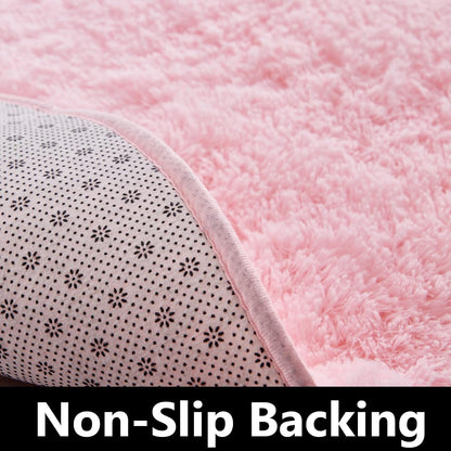 Pink Round Rug Ultra-Soft Plush Modern 4x4 Circle Area Rug for Kid's Bedroom, Fluffy Shag Circular Rug for Nursery Room, Non-Slip Home Decor Cute Pink Carpet for Teen's Room