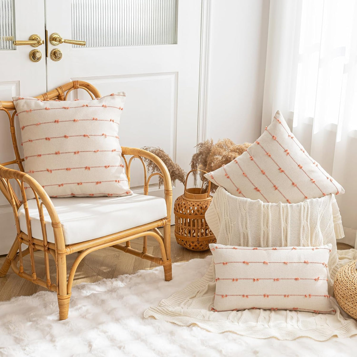 Boho Throw Pillow Covers 12x20 Set of 2 Farmhouse Pillow Cases