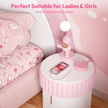 Pink Extension Cord 5ft, Cute Power Strip with 3 AC Outlets & 2 USB C & 2 USB A, Flat Extension Cord, Wall Mount, Flat Plug Power Strip for Home, Dorm, Vanity Desk, Women Essential