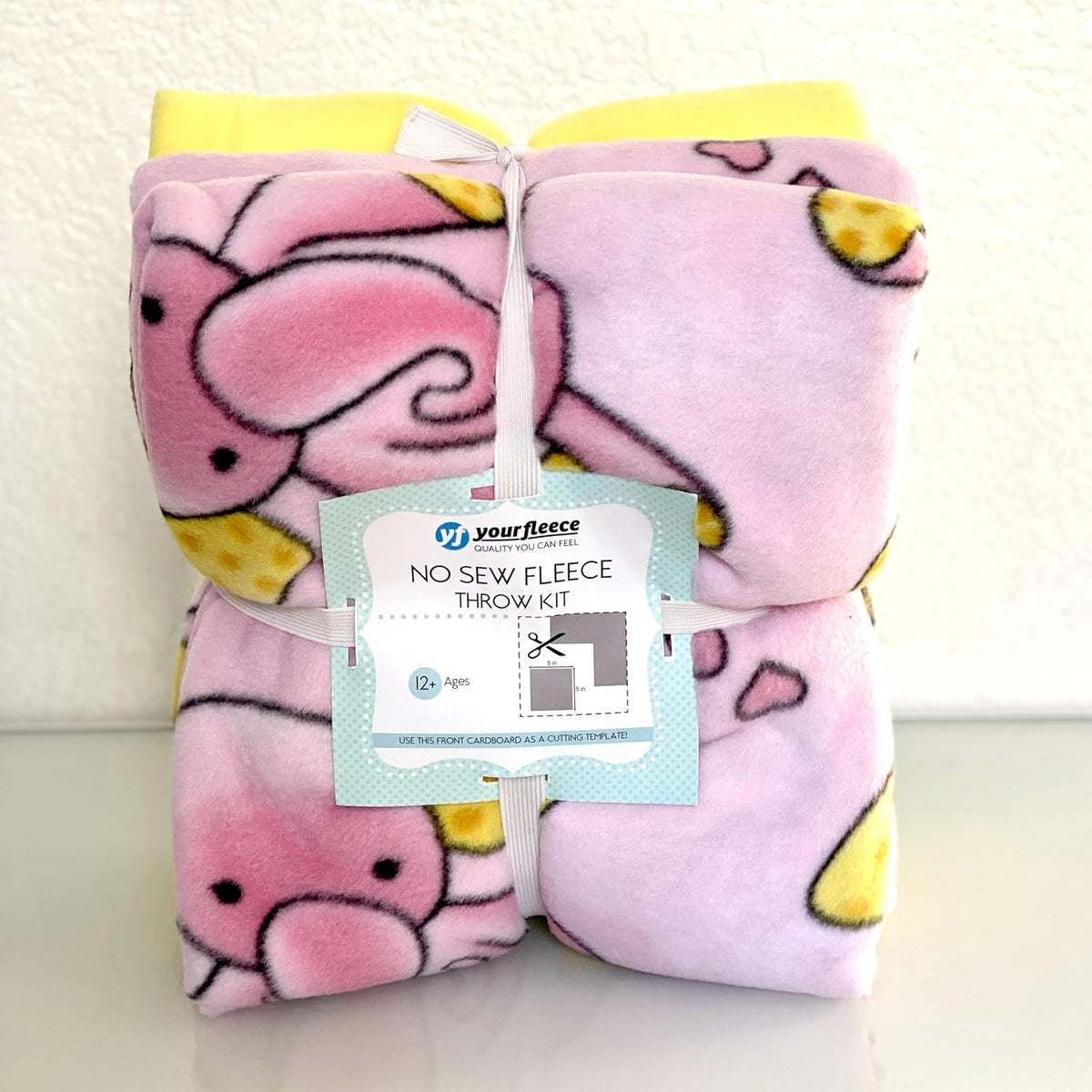 No-Sew Fleece Throw Blanket Kit, Elephants 50x60 inches