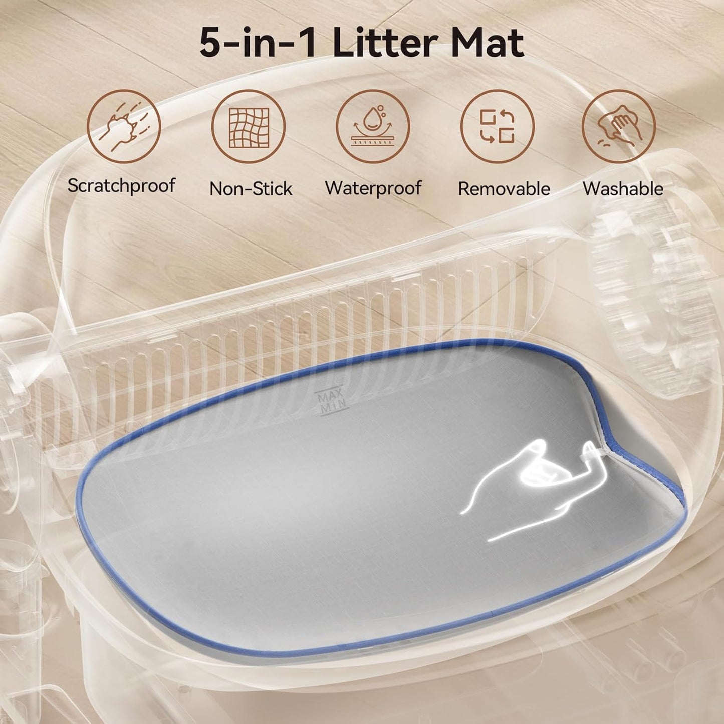 Self Cleaning Litter Box, Open-Top Automatic Litter Box with Smart App and Safety Sensors, Large Auto Litter Box for Multiple Cats, 10L Waste Bin with Odor Control, Includes Trash Bag, Pink