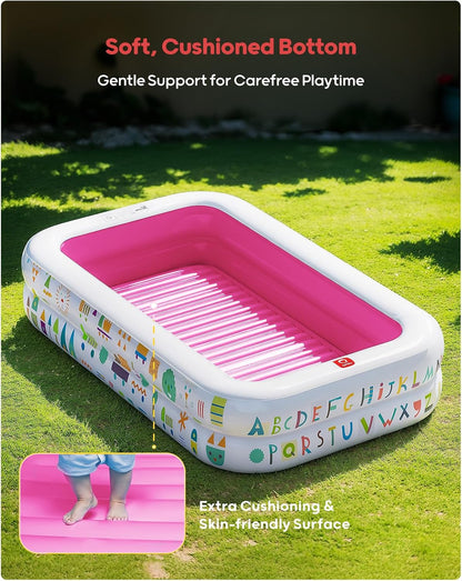 Kiddie Pool, Alphabet and Number Design, 65 x 39 in, Pink