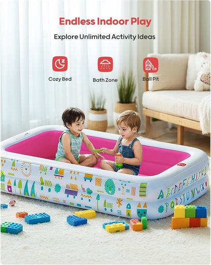 Kiddie Pool, Alphabet and Number Design, 65 x 39 in, Pink