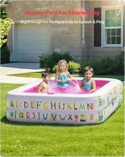 Kiddie Pool, Alphabet and Number Design, 65 x 39 in, Pink