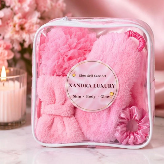 Pink Self Care Spa Gift Set for Women – Soft Girl Aesthetic Skincare Kit with Headband, Scrunchie, Bath Loofah & Cosmetic Bag – Cute Birthday, Teen Girl & Relaxation Gift