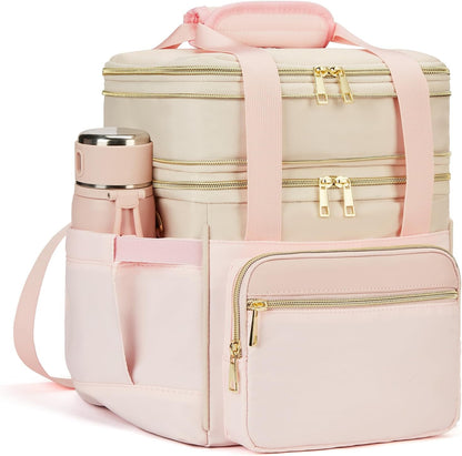 holuxer Lunch Bag for Women - Expandable Double Deck Lunch Box