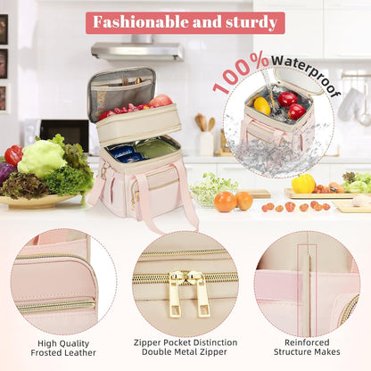 holuxer Lunch Bag for Women - Expandable Double Deck Lunch Box