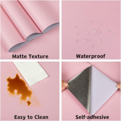 Pink Peel and Stick Wallpaper Self-Adhesive Contact Paper Not Ease Torn