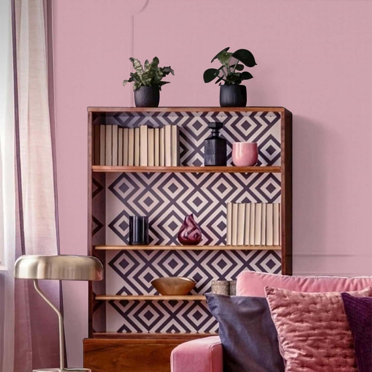 Pink Peel and Stick Wallpaper Self-Adhesive Contact Paper Not Ease Torn