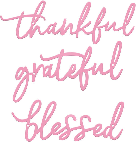 3 Pieces Thankful Grateful Blessed Letter Sign Metal Wall Decor