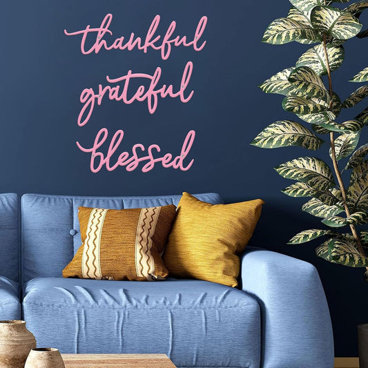 3 Pieces Thankful Grateful Blessed Letter Sign Metal Wall Decor