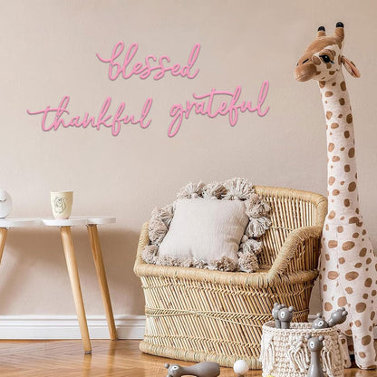 3 Pieces Thankful Grateful Blessed Letter Sign Metal Wall Decor