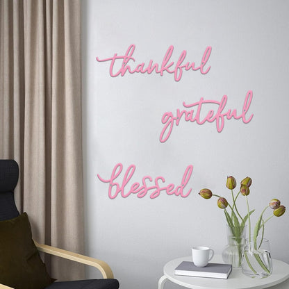 3 Pieces Thankful Grateful Blessed Letter Sign Metal Wall Decor