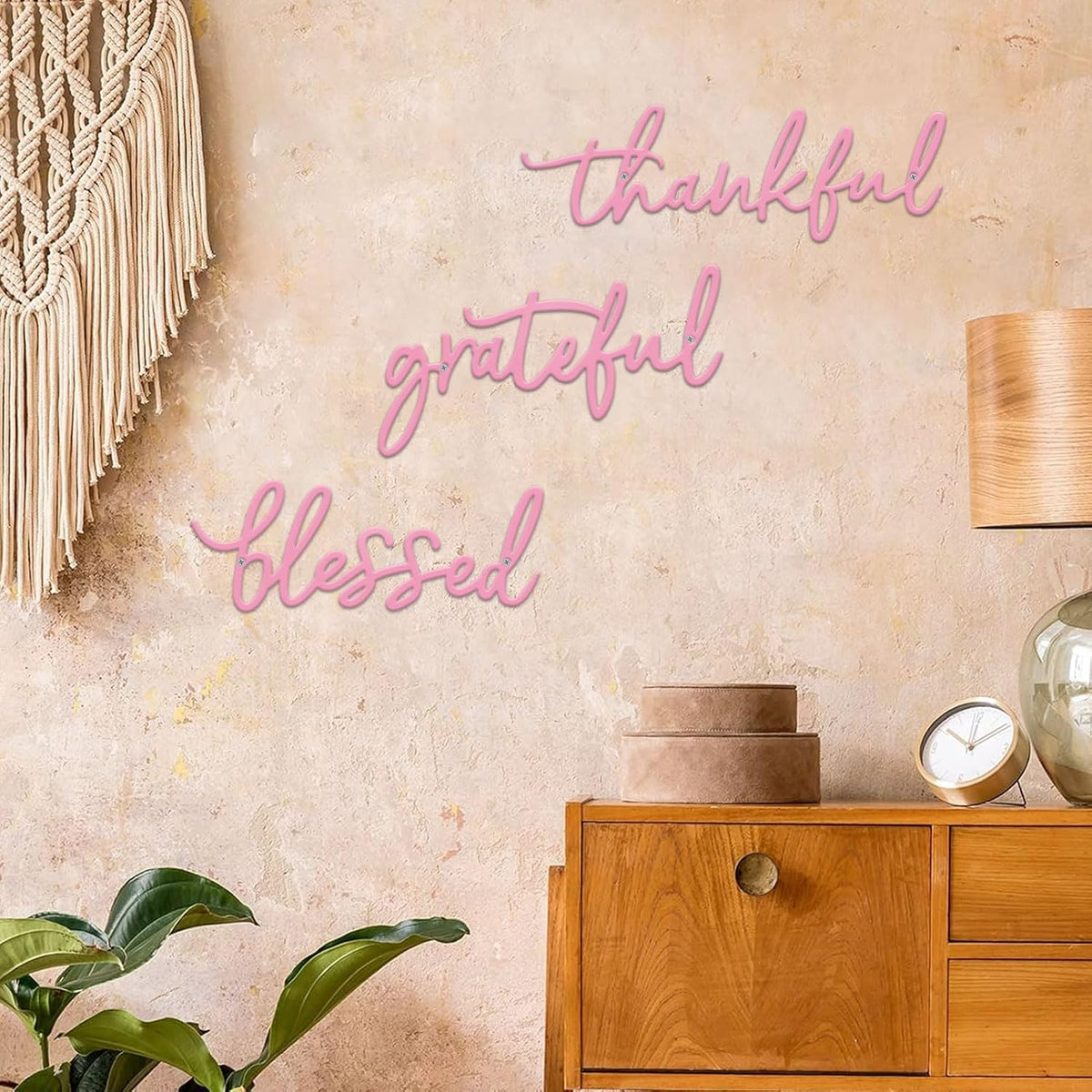 3 Pieces Thankful Grateful Blessed Letter Sign Metal Wall Decor