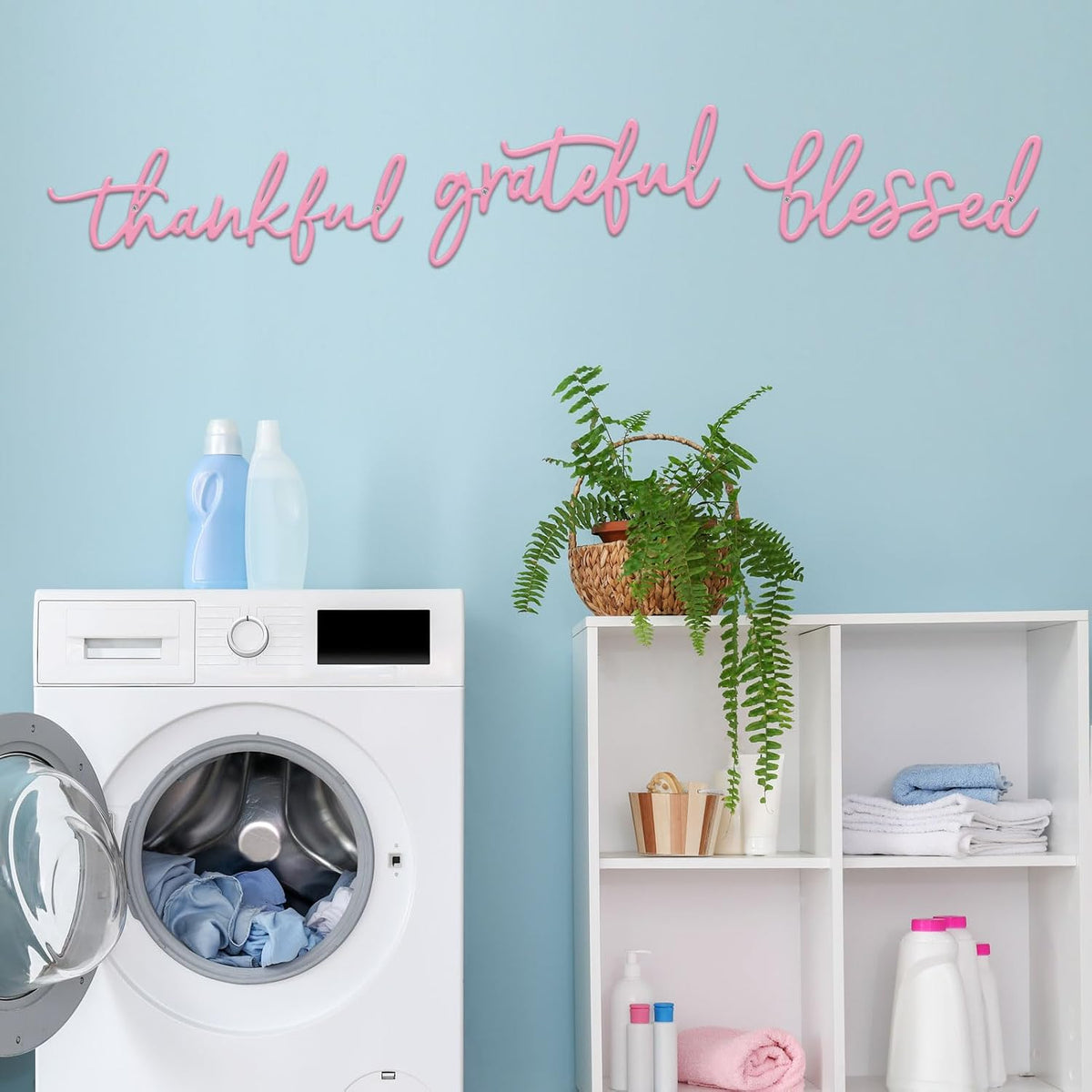 3 Pieces Thankful Grateful Blessed Letter Sign Metal Wall Decor