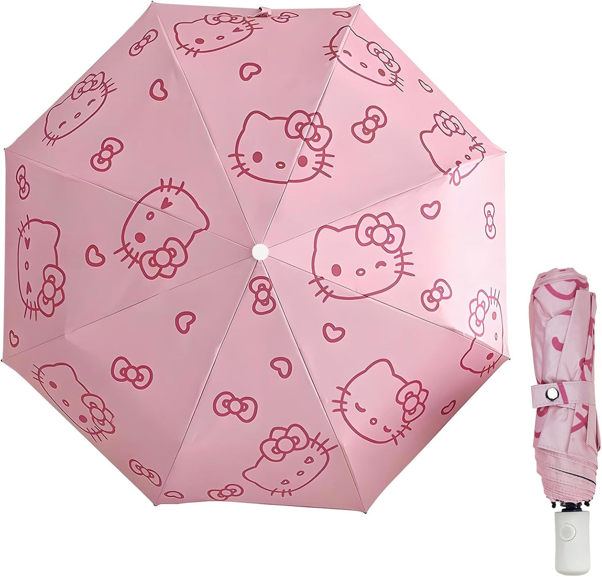 Automatic Umbrella for Women Kids Girls Compact Travel Rain Sun Uv Protection Portable Foldable