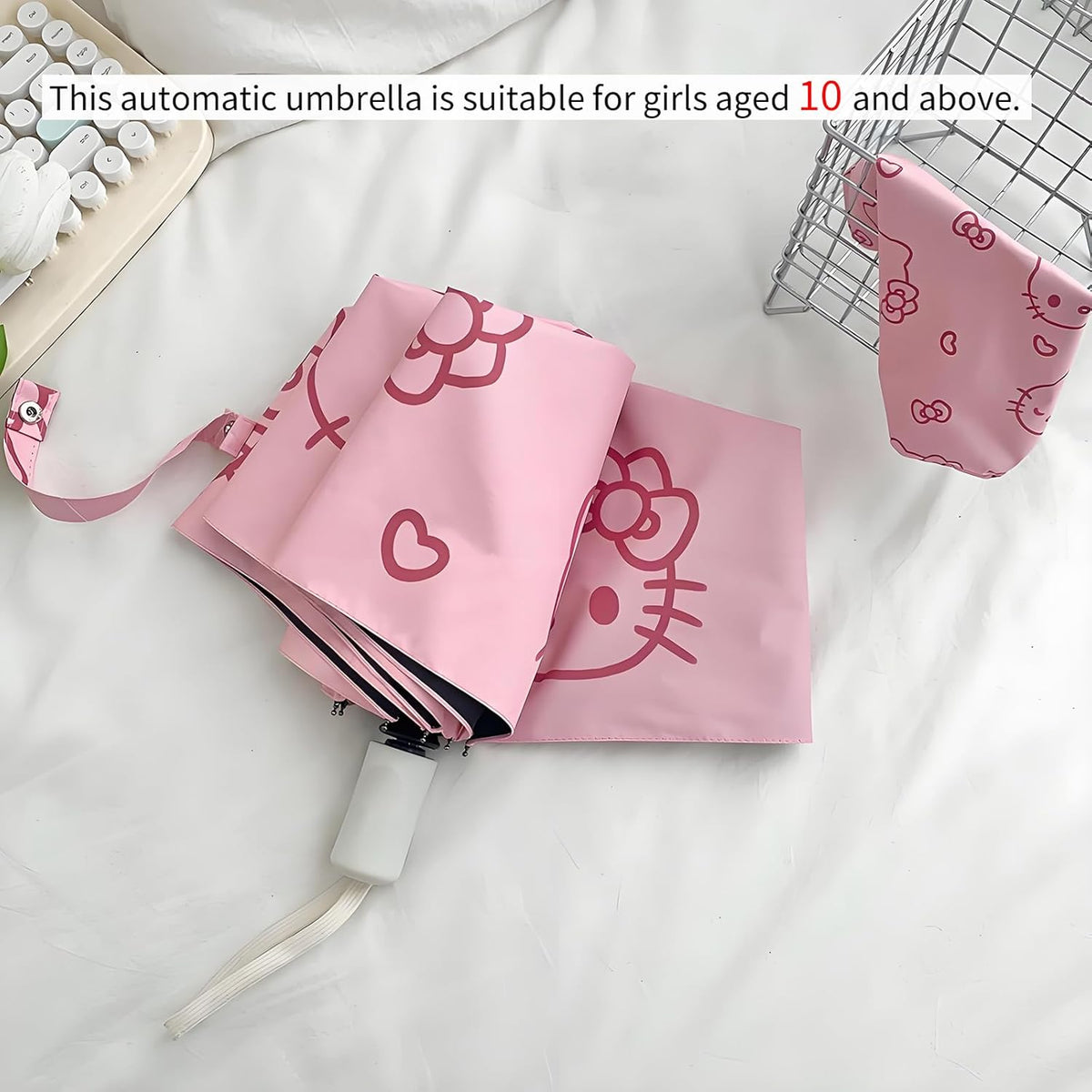Automatic Umbrella for Women Kids Girls Compact Travel Rain Sun Uv Protection Portable Foldable