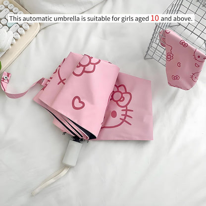 Automatic Umbrella for Women Kids Girls Compact Travel Rain Sun Uv Protection Portable Foldable