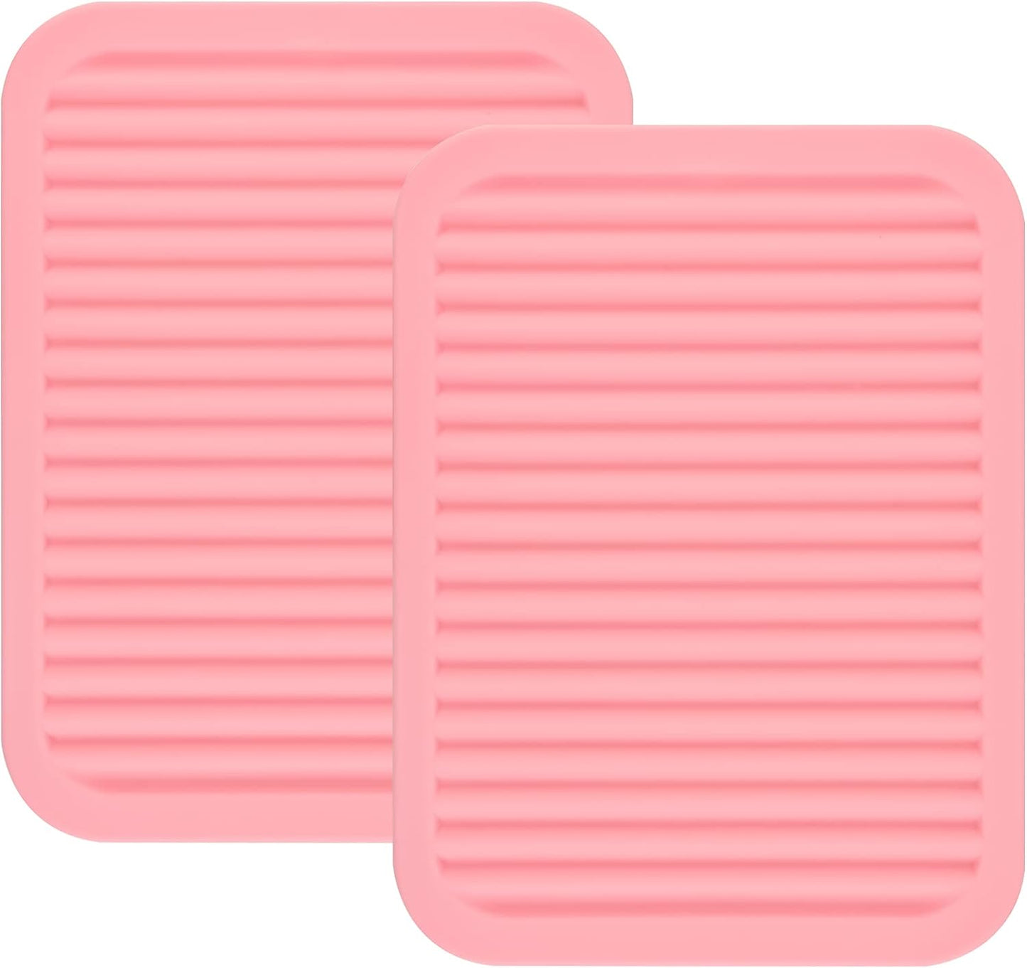 Pink Silicone Trivets Mats for Hot Dishes and Hot Pots, Hot Pads for Countertops, Tables, Pot Holders, Spoon Rest Small Drying Mats Set of 2