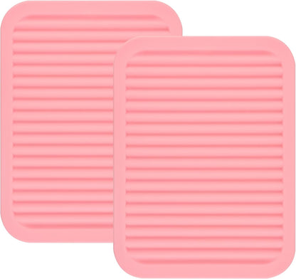 Pink Silicone Trivets Mats for Hot Dishes and Hot Pots, Hot Pads for Countertops, Tables, Pot Holders, Spoon Rest Small Drying Mats Set of 2