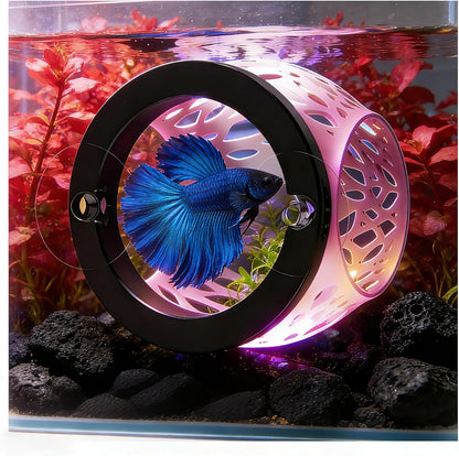 Floating Betta Hideout Cave for Aquarium, Multi-Function Resting Hammock & Shrimp Feeder with Fish Feeding Ring, Betta Fish Tank Accessories, Aquarium Decor & Fish Tank Decor（Rainbow Pink）