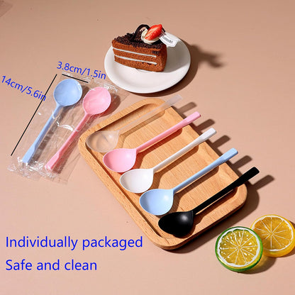 100 Count Independent Packaging Soup Spoons, Heavy Disposable Plastic Spoons for Cake Dessert Ice Cream (Pink)