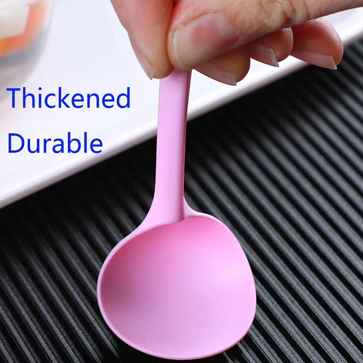 100 Count Independent Packaging Soup Spoons, Heavy Disposable Plastic Spoons for Cake Dessert Ice Cream (Pink)