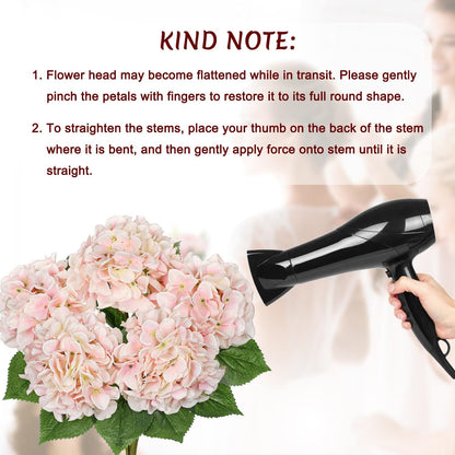 Light Pink Hydrangea Artificial Flowers Large Artificial Hydrangeas Silk Flowers for Home Decor Indoor Wedding Flowers Bouquets Faux Flowers Kitchen Centerpiece Table Decorations